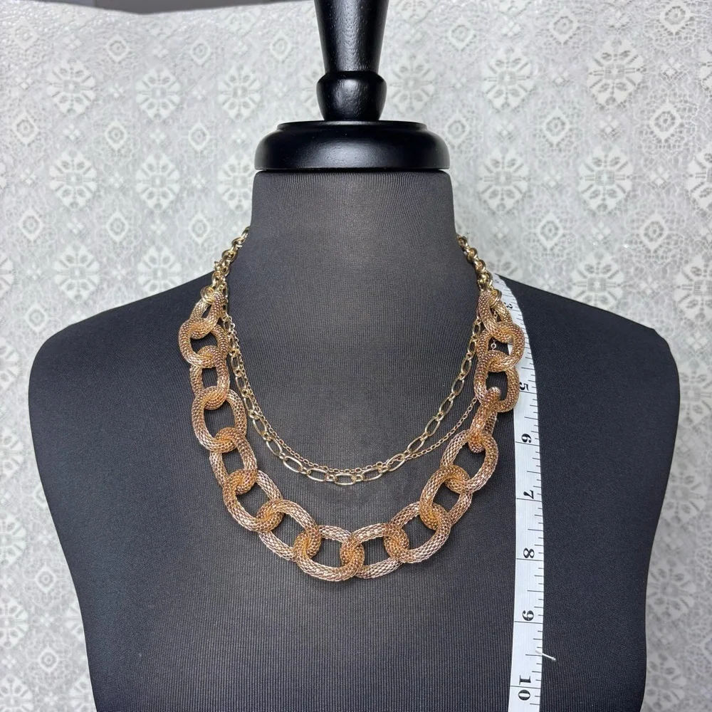 Cato Necklace Layered Choker Chunky Gold Tone Adjustable Length 1946 Woven Party